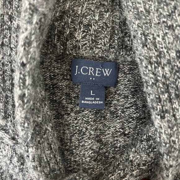 J Crew Sweater Mens Sz L Gray Marled Shawl Collar Lambs Wool Blend Pullover Knit - Picture 5 of 8